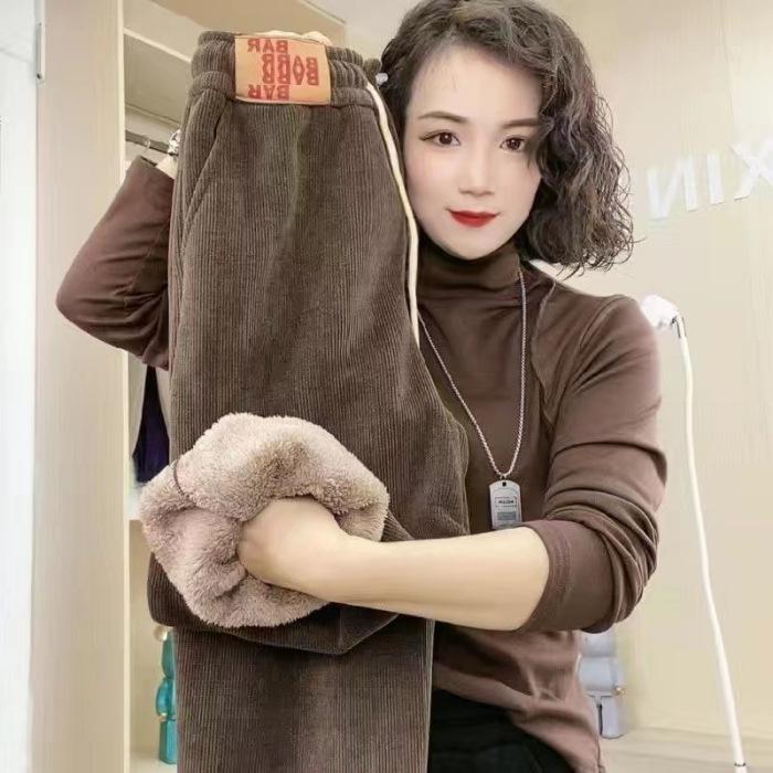 

Женские зимние утолщенные вельветовые шаровары с европейским хлопковым бархатом 3XL