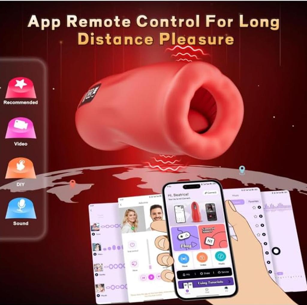Male Masturbator–Penis Trainer Vibrator with 9 Vibration & 3 Suction, App Penis Pump Blowjob Stroker for Endurance Training, Adult Sex Toy