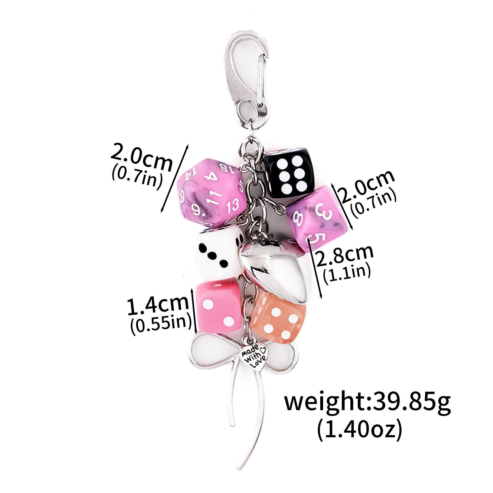 

Korean Pink Dice Bag Charm Y2K Sieve Bow Keychain Men Women Bag Pendant Key Ring Casino Party Gift Car Mobile Phone Accessorie