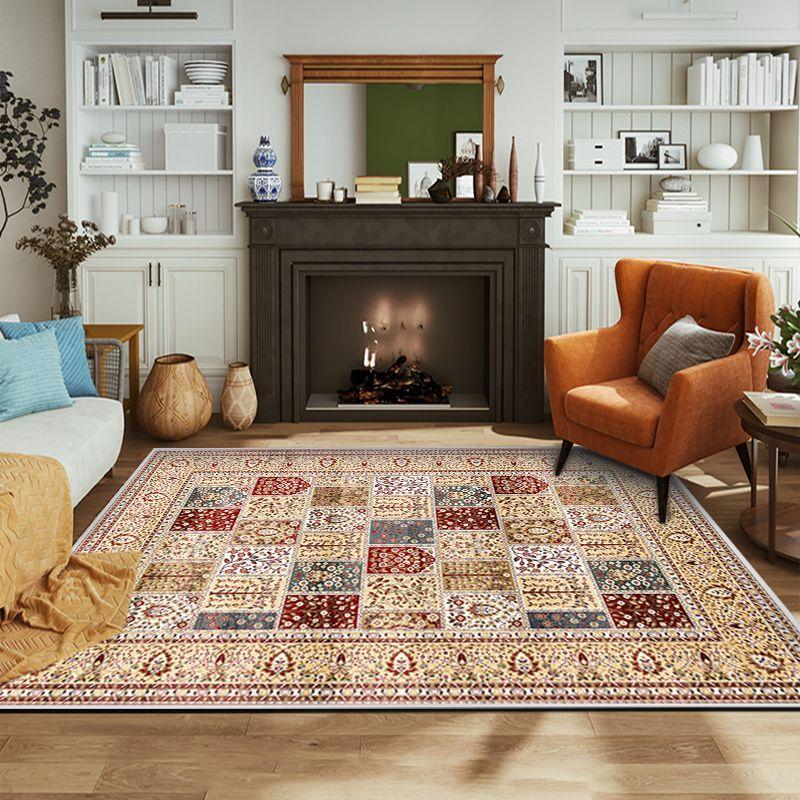 Persian Ethnic Style Carpets for Living Room America Style Decoration Non-slip Bedroom Rug Home Sofa Floor Mats Machine Washable