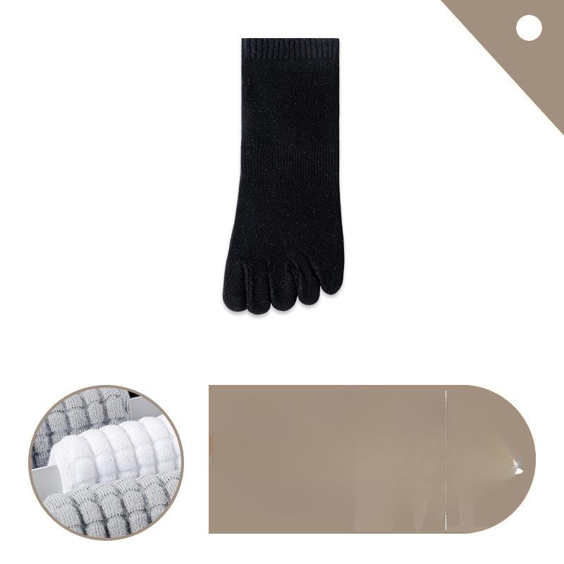 Five-fingered Socks for Men's Sports Running, White Shock-absorbing Toe Separation Socks, Thickened Towel Bottom Short Socks