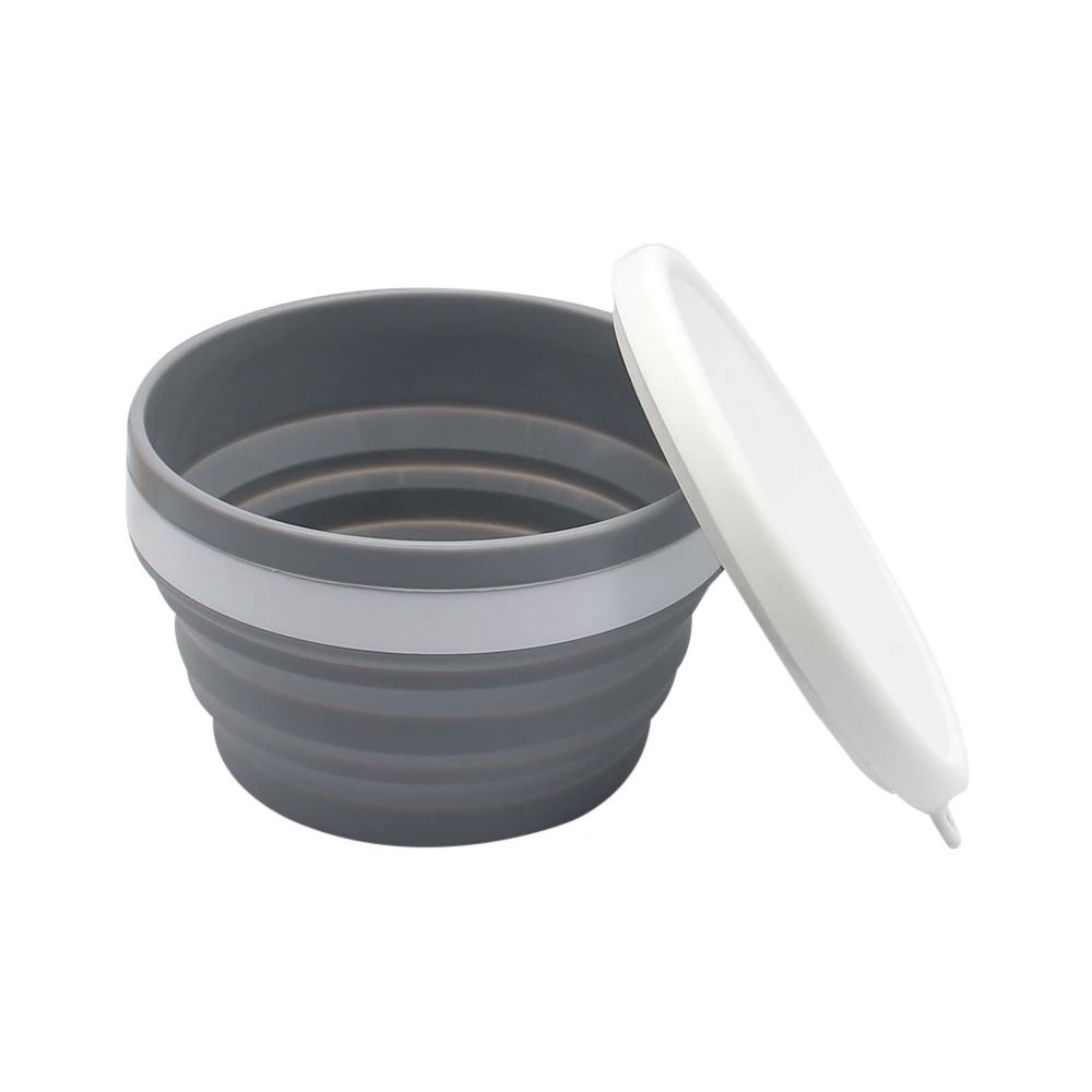 Food Grade Portable Food Container Lid Folding Lunch Box BPA-Free Silicone Foldable Bowl  Hiking