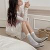 Thin Lace Labeled Bow Socks Internet Celebrity Popular Breathable Cotton Mid-Leg Socks Stacked Socks