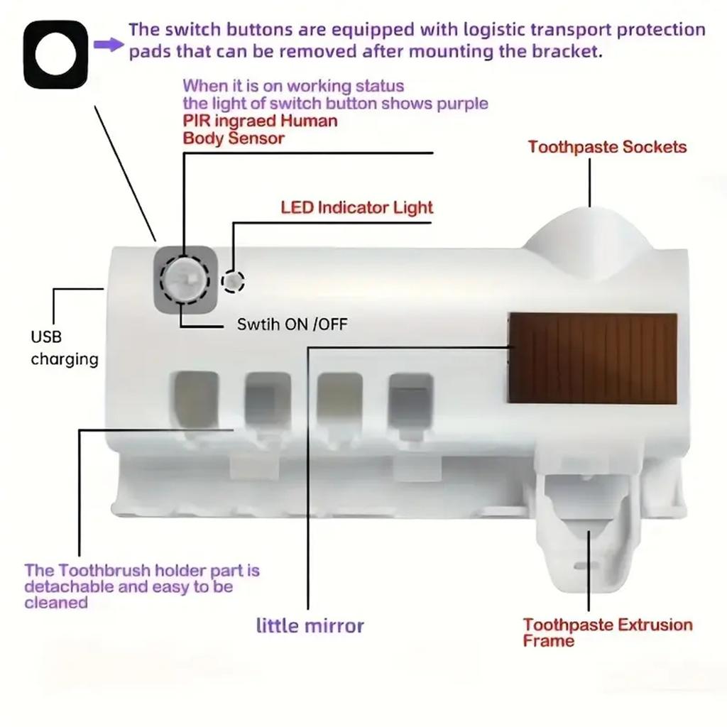 1pc Wall Mounted Toothbrush and Toothpaste Organizer - Electric Toothbrush Holder Space Saving Design - Intelligent Cleaning