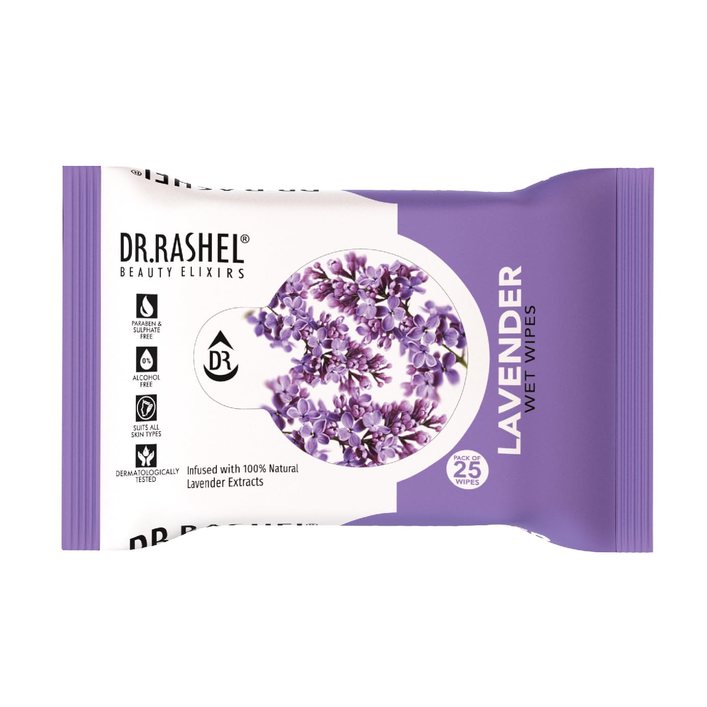 

Dr.Rashel, Lavender Face Wipes, Pack of 1, Infused with 100% Natural Extracts, Dermatologically Tested, Paraben & Alcohol Free(25 Wipes)