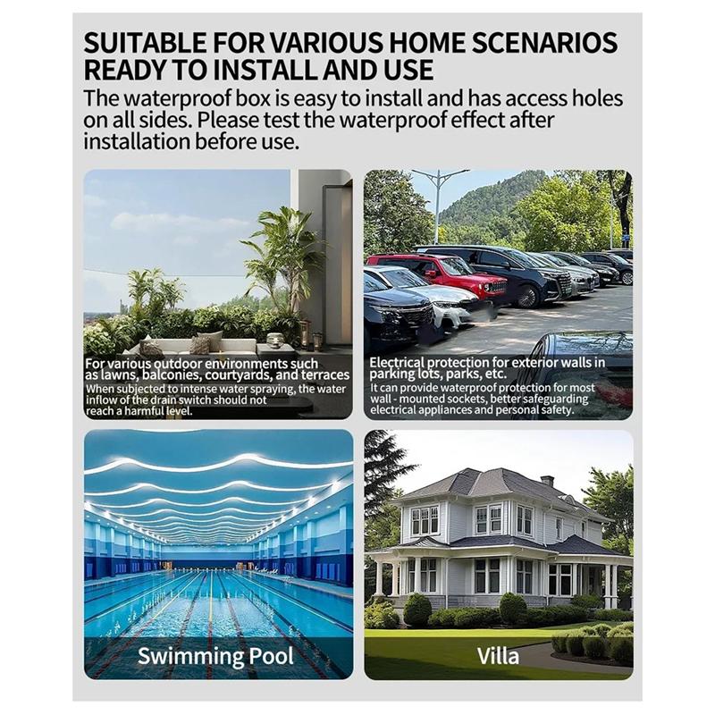 IP66 Waterproof Push Button Power Switch 2 Way Outdoor Wall Light Switch 1/3 Gang 16A Dust-Proof For Home Garden