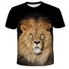 Summer Round Neck 3D Lion Print Top Fashionable Casual Short Sleeved Men's T-shirts