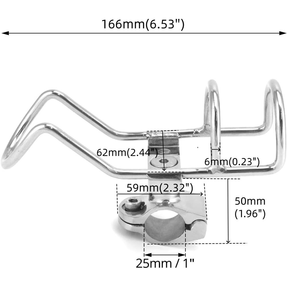 316 Stainless Steel Rail-Mounted Fishing Rod Holder – 360° Adjustable, Fits 25/32mm Rails – Marine Grade, Mirror Polish – For Boats, Kayaks