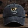 60-årshatt Kompatibel för 60 År Lätt Icke-stretchig Hatt med 60-tryck Handtvättbar Gåva för 60-åringar