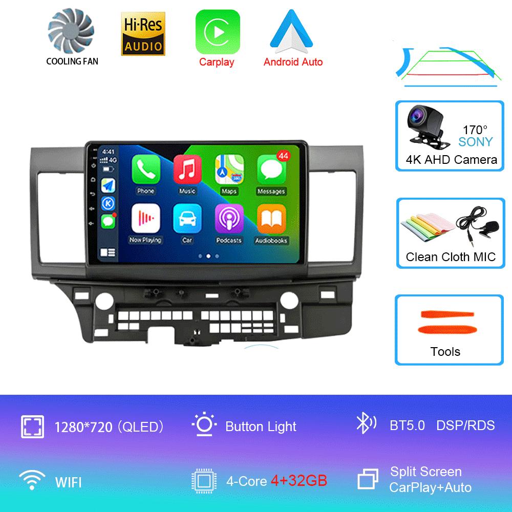 For Mitsubishi Lancer 2007-2012 Android 14 4G Car Radio Car Radio Multimidia Video Player Navigation GPS 2din 2 Din Carplay