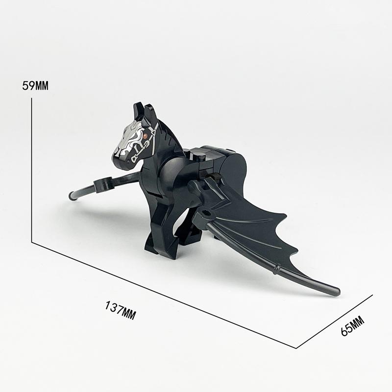 2PCS/SET NEW Magic Scene Pegasus Wings Black White Warhorse Horse Parts Building Blocks Classic Model Sets Bricks Kids Kits