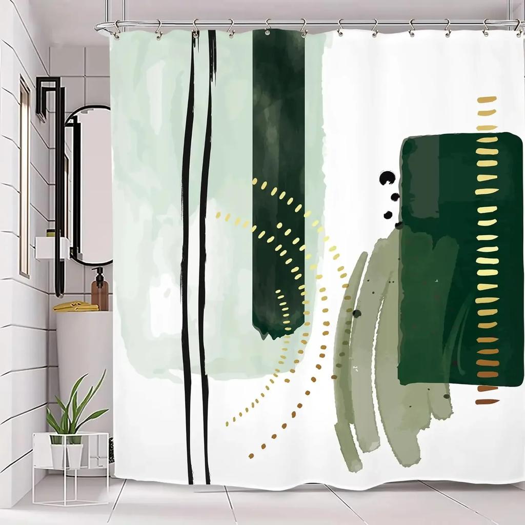 Abstract minimalist modern bathroom shower curtain neutral beautiful striped waterproof decorative shower curtain