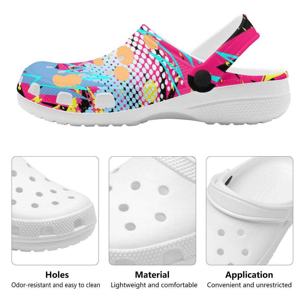 Colorful Printed EVA Garden Clogs Unisex Breathable Slip On Shoes for Beach Pool Home Bathroom Summer Walking Home Garden Use