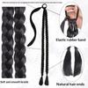 30Inch Black Double Braided Ponytail Extension, Long Straight Ponytail Hair Extension Heat Resistant Synthetic Wigs for Daily Us