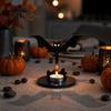 Spooky Pumpkin Tea Light Decor Halloween Wooden Candle Holder, Black Hollow Crow Spider Tealight Display Party Atmosphere Stand, Gothic Silhouette