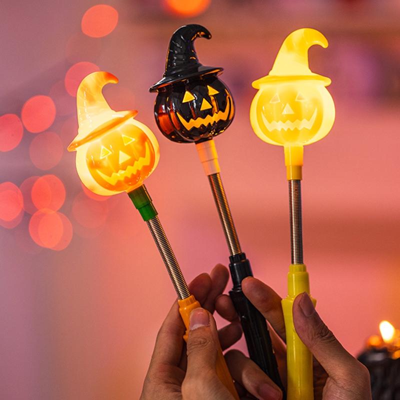 Halloween Flashing Wand Handheld Shake Light Wands Party Shake Pumpkin Ghost Stick Halloween Glowing Props Party Favor Gift