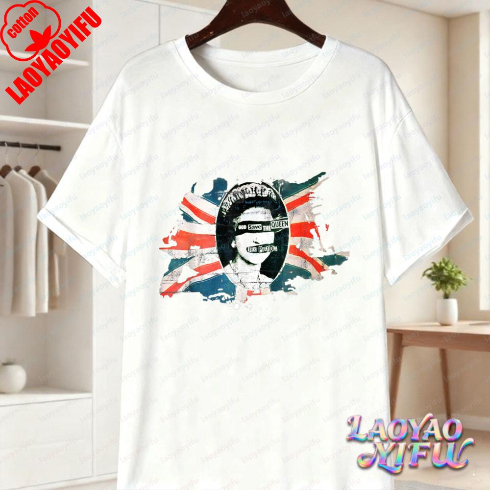 T-shirt Punk Queen in Cotone Vintage Classica God Save The Queen Grafica Union Jack T-shirt Tendenza Gothic Rock Top Donna Unisex Abbigliamento