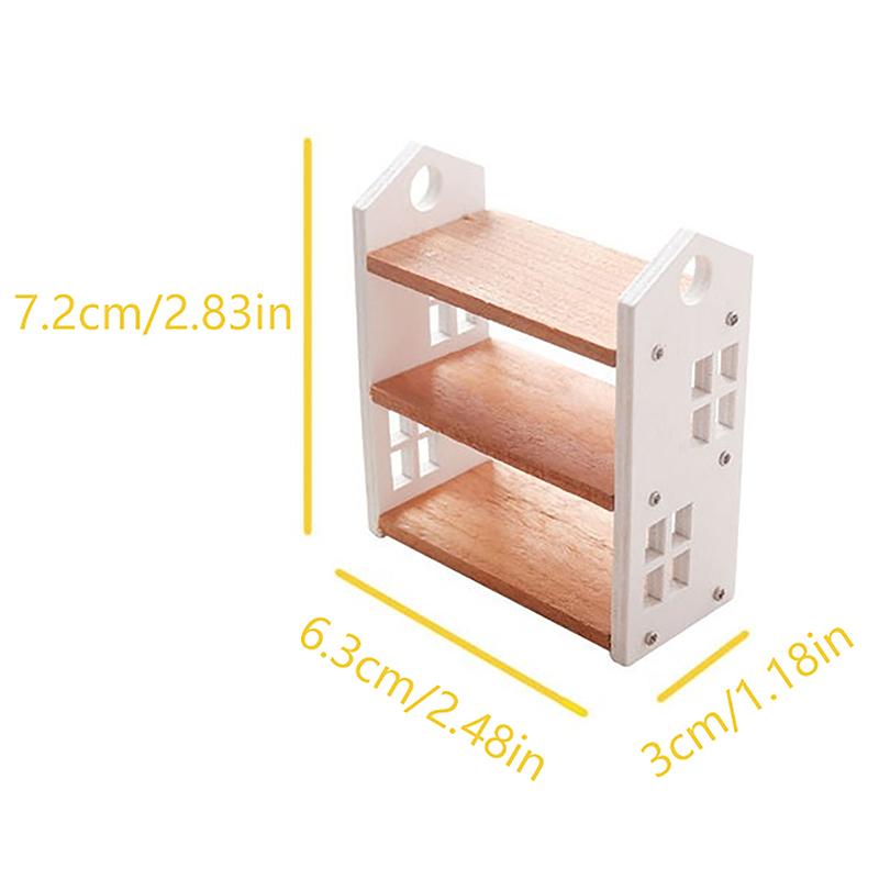 1:12 Dollhouse Miniature Bookshelf Three-Tier Storage Rack Display Stand Furniture Model Decor Toy Doll House Accessories