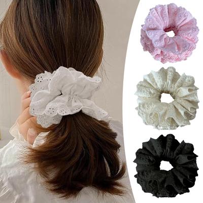 Hollows Schnürsenkel Haargummi Große Blume Lolitas Haarband Spitze Scrunchies Haarband für Frauen und Mädchen
