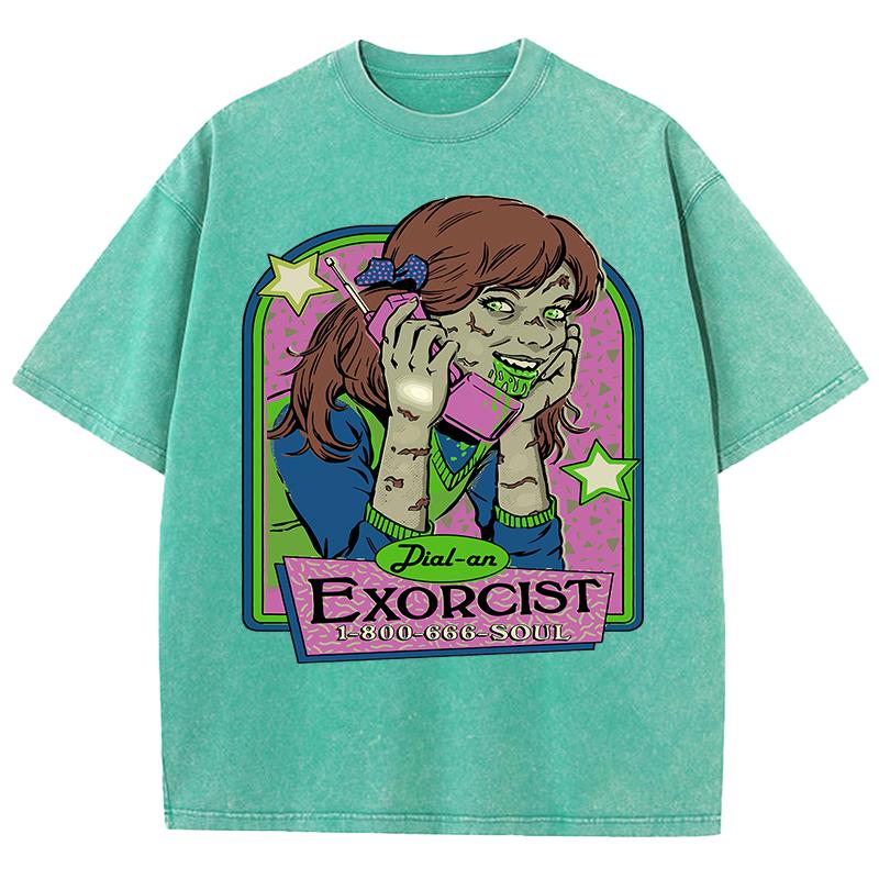 The Zombie Girl Is Making A Phone Call Printing  Washed Men T Shirt Soft Cotton Short Sleeve Summer Clothes Trendy Cotton Top