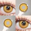 2 Stück Cosplay Kontaktlinsen 14,0 MM braun gold Kontaktlinsen Halloween Makeup Jahreslinsen