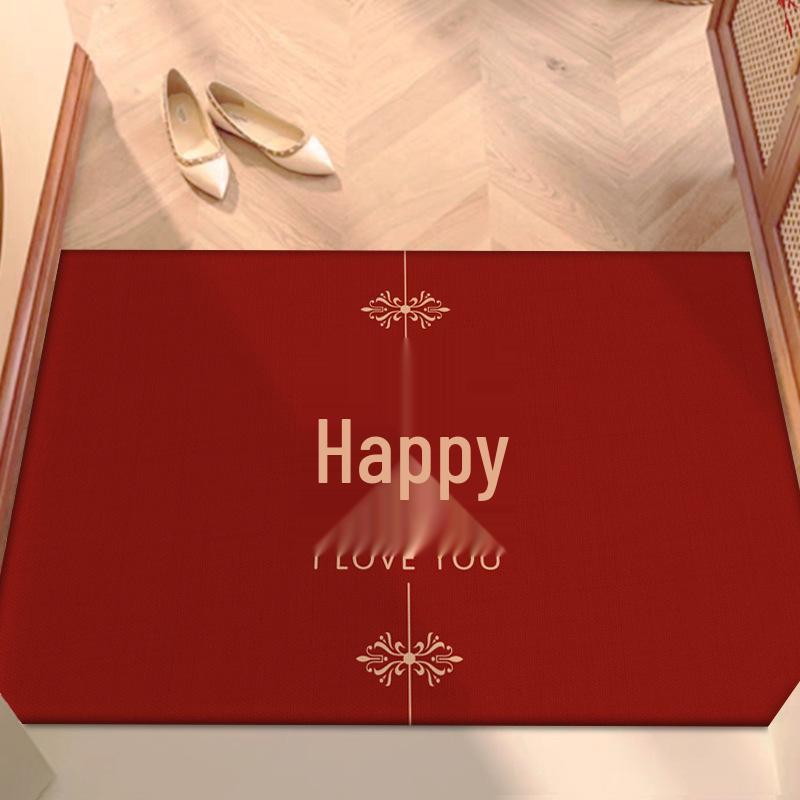 Festive Red Chinese Wedding Entrance & Bedroom Floor Mat