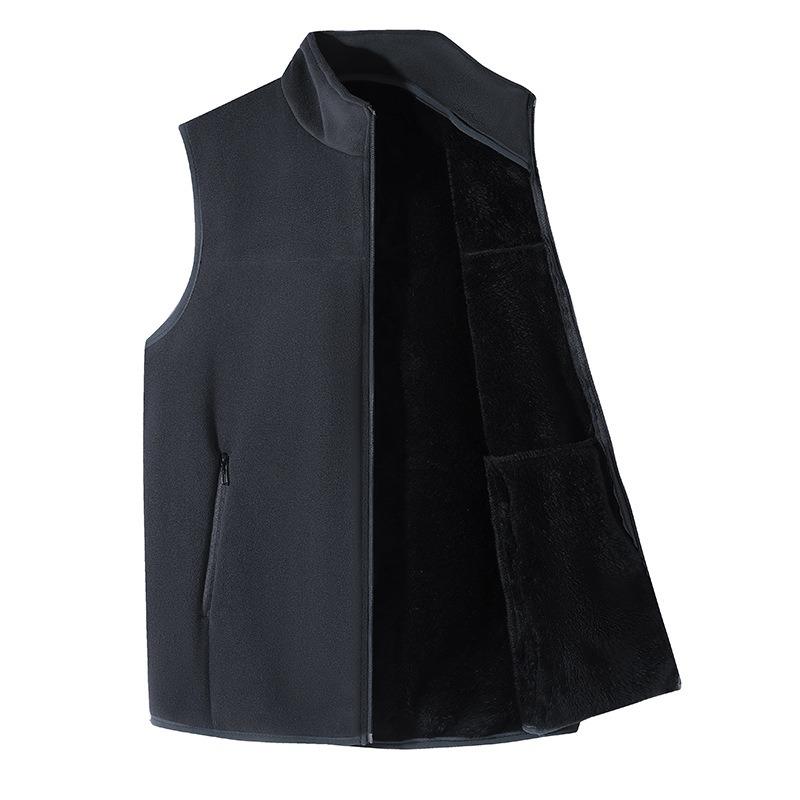 Stand-up collar vest men's autumn and winter new fleece loose stand-up collar vest casual sleeveless jacket