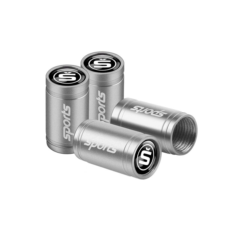4pcs Brushed Metal Car Wheel Tire Valve Stem Air Cap Cover MV39 Auto Accessories For Skoda Rapid Fabia Kamiq Octavia A7 A5 A4 Superb