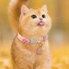 Yousheng Adjustable Flower Pattern Cat Collar with Pendant Bell Soft Lightweight Fashionable Kitten Pet Collar for Daily Wear Photos