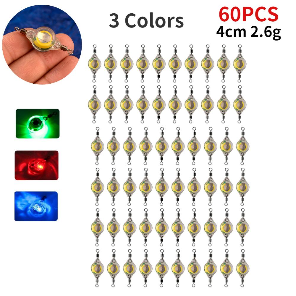 10-200pcs Mini Fishing Lure Light LED Deep Drop Underwater Eye Shape Squid Fish Bait Luminous Lure for Attracting Fish