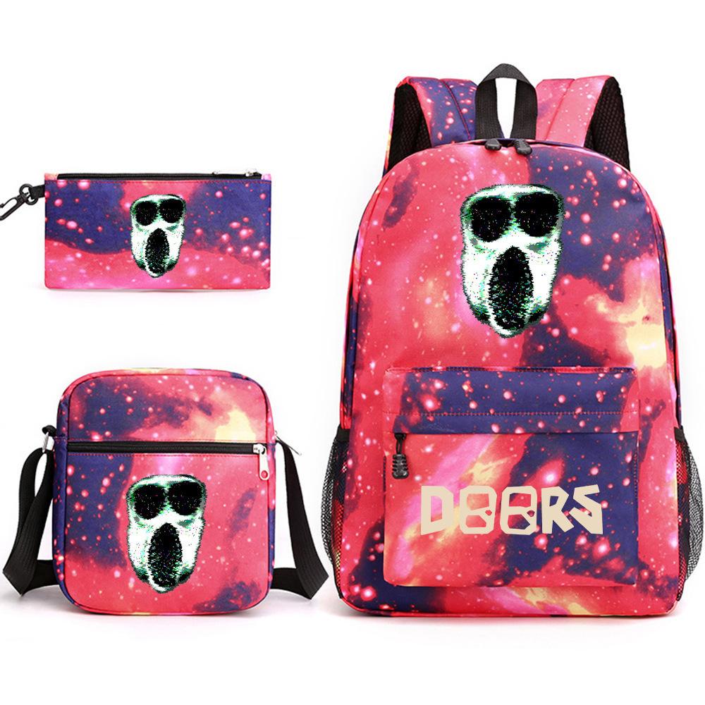 X Three-piece Schoolbag Printed Breathable Practical Backpack Large Capacity Oxford Bag