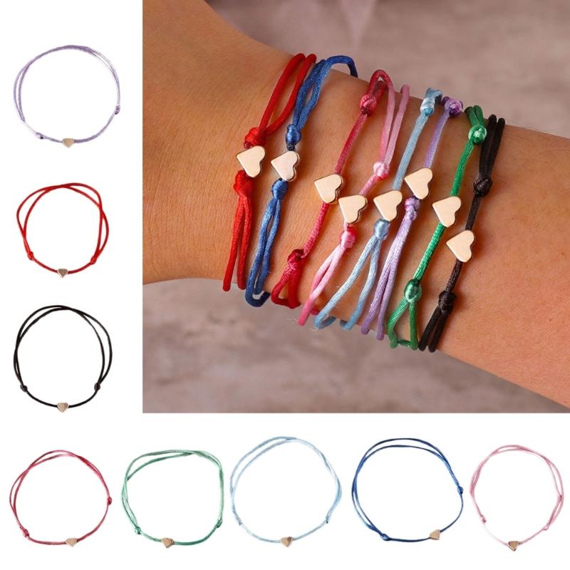 Set of 8 Delicate and Fashionable Heart Bracelets Delicate Heart Rope Stylish Hand Jewelry for Fashion Individuals