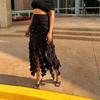 2025 Autumn Niche Design High Waist Tassel Cutout Slimming Long Dress for Women