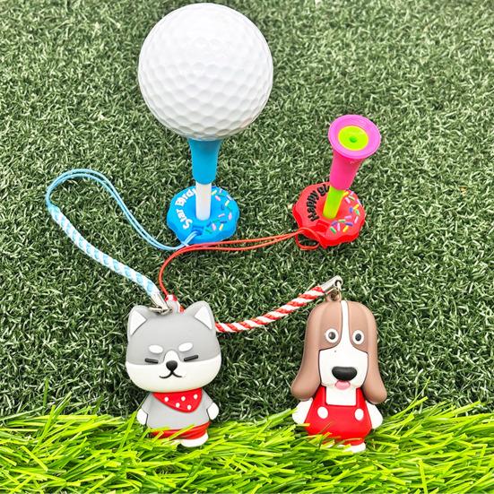 Cartoon Dog Golf Tee Hanger Plastic Anti Lost Golf Tee Ring with Strap Tee Loss Prevention Golf Accessory for Men Women Golfer