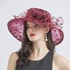 2025Newest Hot Fashion 1Pcs Mesh Ruffles Flower Women Kentucky Derby Wide Brim Wedding Church Occasional Organza Sun Hat