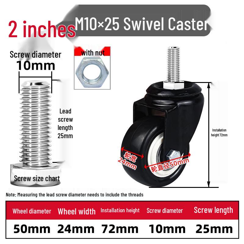 Silent Swivel Casters with Inch Threaded Rod & Double Bearings
