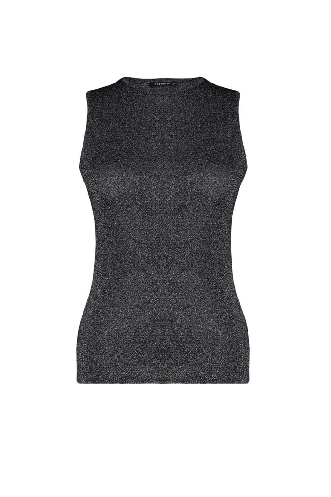 Women's Style Plus Size Black Body-hugging Fine Knitwear Shiny Blouse