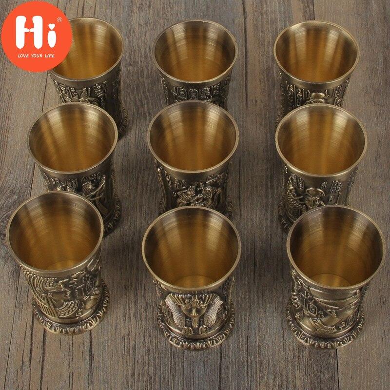 Hi Metal Egyptské sklenice na víno Slitina zinku Koktejlový panák Hrnek na koktejl Starověký Egypt Hrnek na víno Bar Nádobí Craft