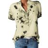 Women's Fashion Printed V-neck Short Sleeve Blouse, 10 Colors 8 Sizes Available Casual Summer Top
