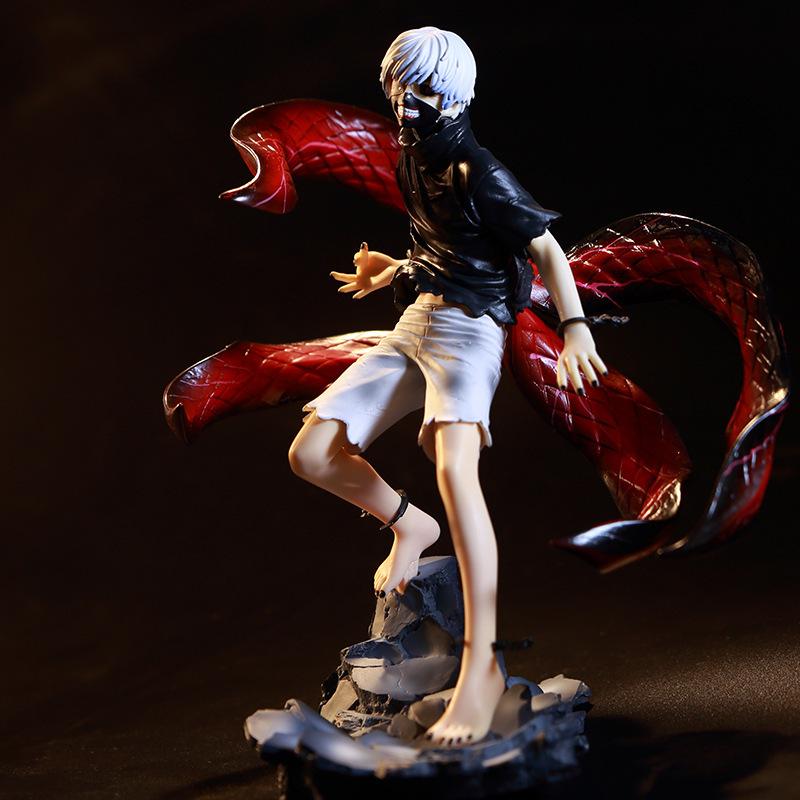 

22cm Ghoul Anime Figure Model Centipede Mask Face Swappable Kaneki Ken Car Desktop Ornament Decoration Pvc Doll Toy For Kids Gif