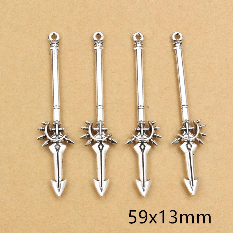 10pcs/lot Antique Silver Plated Sword Blade Charms Pedants DIY Jewelry Making Accessories Findings