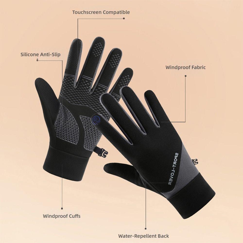Windproof Winter Gloves Fleece Lining Waterproof Gloves Full Finger Gloves  Autumn and Winter