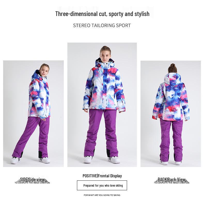 Korean Style Women's Ski Suit: Windproof, Waterproof, Breathable, Thickened Warmth, Double/Single Board, Ski Jacket