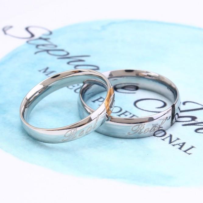 Korean Style Titanium Steel Black Gold Couple Rings - Creative Love Finger Jewelry