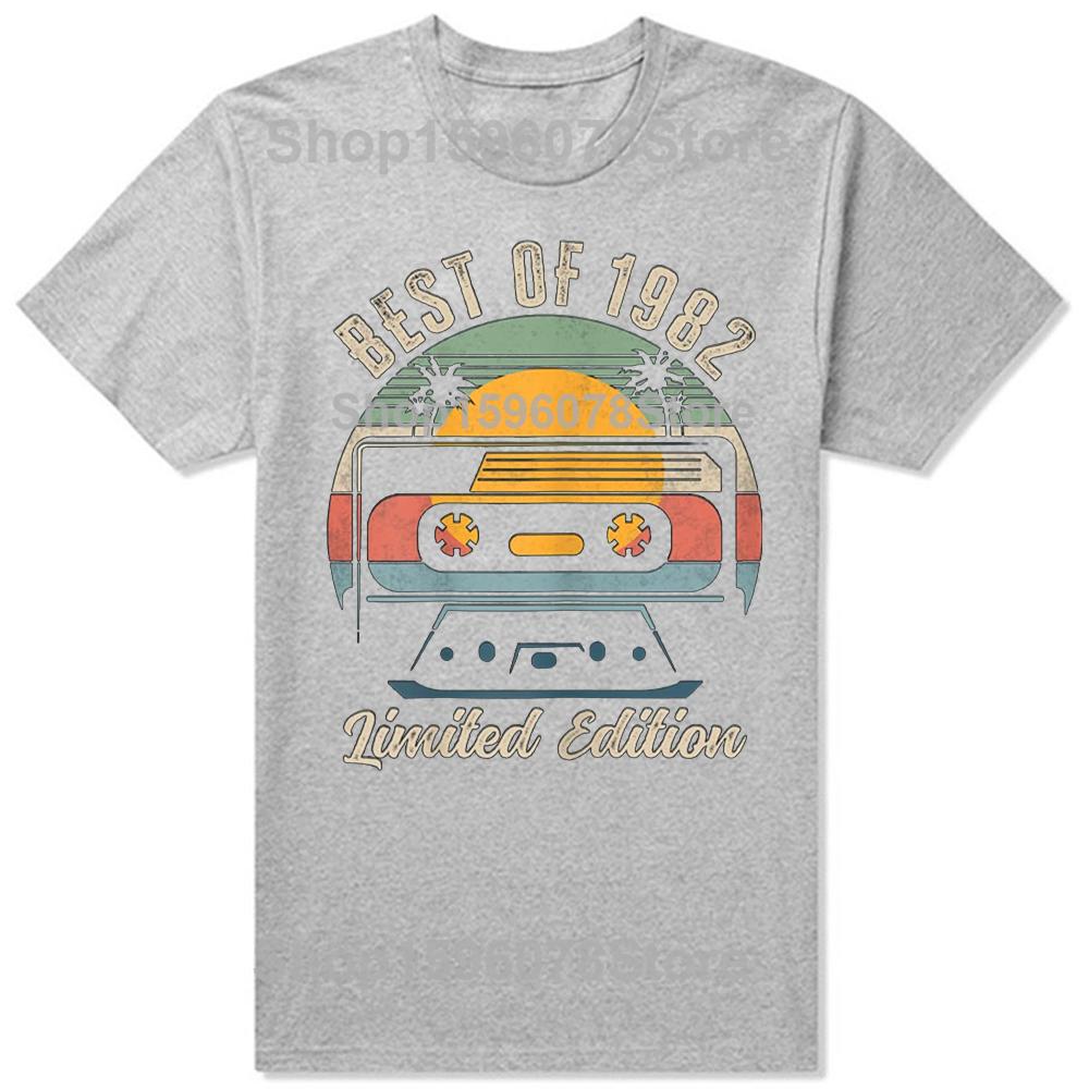 Funny Vintage 43th Birthday Gift Best of 1982 T Shirts Cotton Short Sleeve Gifts Mens Clothing Casual Loose Oversized T Shirt