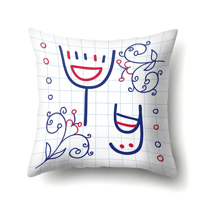Polyester Pillow Case Decoration Home 26 English Letter Printing Pillow Case British Style Bedside Cushion Cover