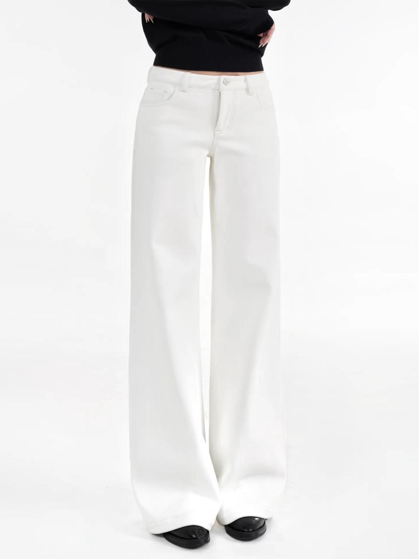 

American Vintage Mid-Low Waist Straight Wide Leg White Jeans Extra Small