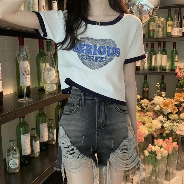 Women's Pink Color Block Short-Sleeve Crop Top - Sweet & Spicy Summer Style