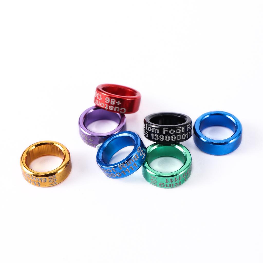6 Farben DIY Angepasste Aluminium ID 8mm Vogel Fußringe Taube Papagei Fußringe Flugtraining Logo Wettbewerb Fußringe