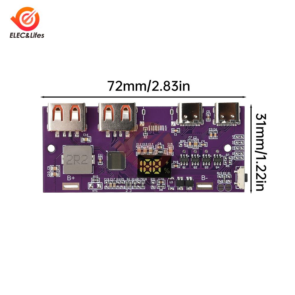 11.1W Power Bank Bidirectional Fast Charging Mobile Power Module Circuit Board With Digital/Light Type-C USB Suppor QC1+ PD1.1